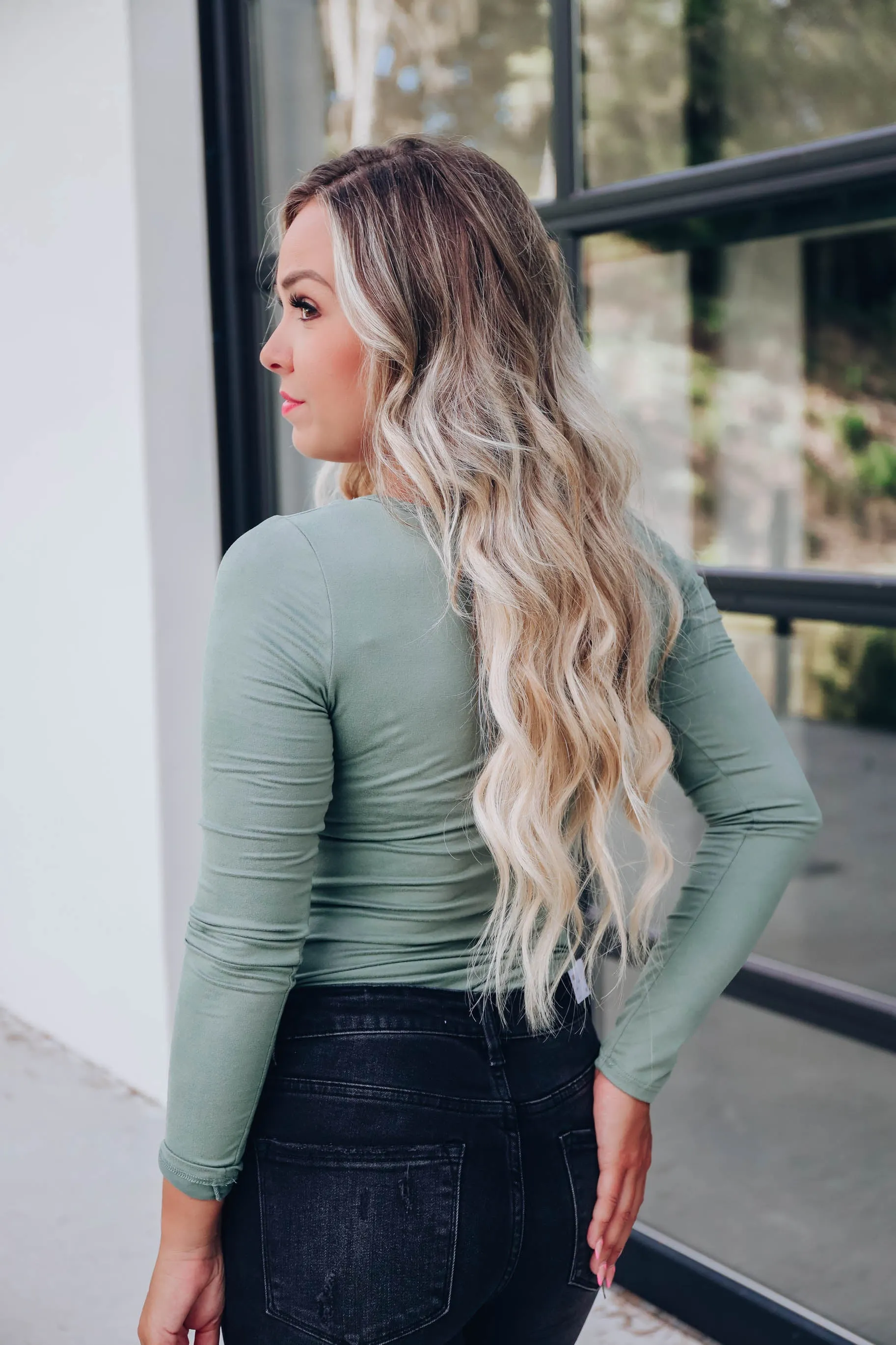 Alayna Solid Slim Bodysuit - Olive