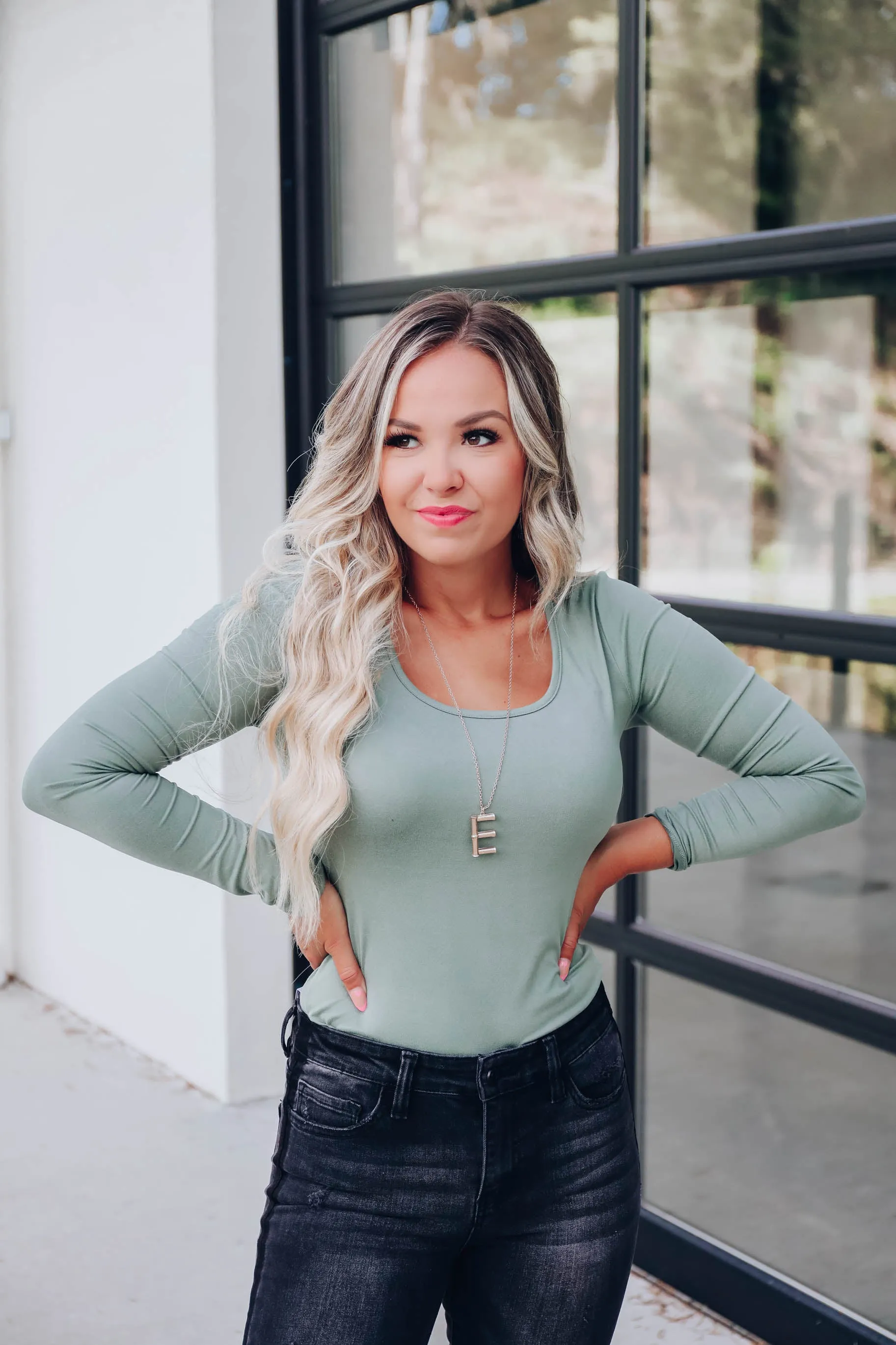 Alayna Solid Slim Bodysuit - Olive