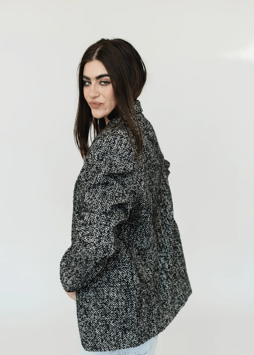 Anine Bing Quinn Blazer in Salt & Pepper