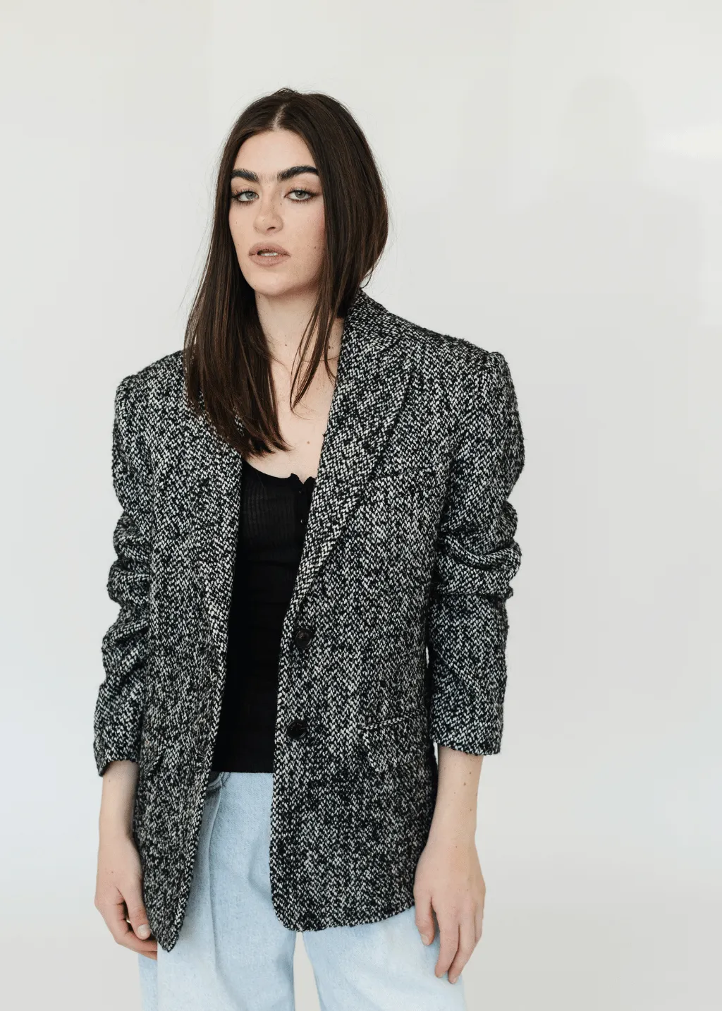Anine Bing Quinn Blazer in Salt & Pepper