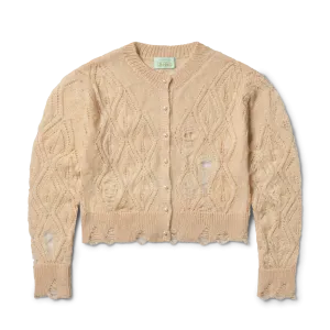 Aries Lace leaf and ladders mohair cardigan Cream