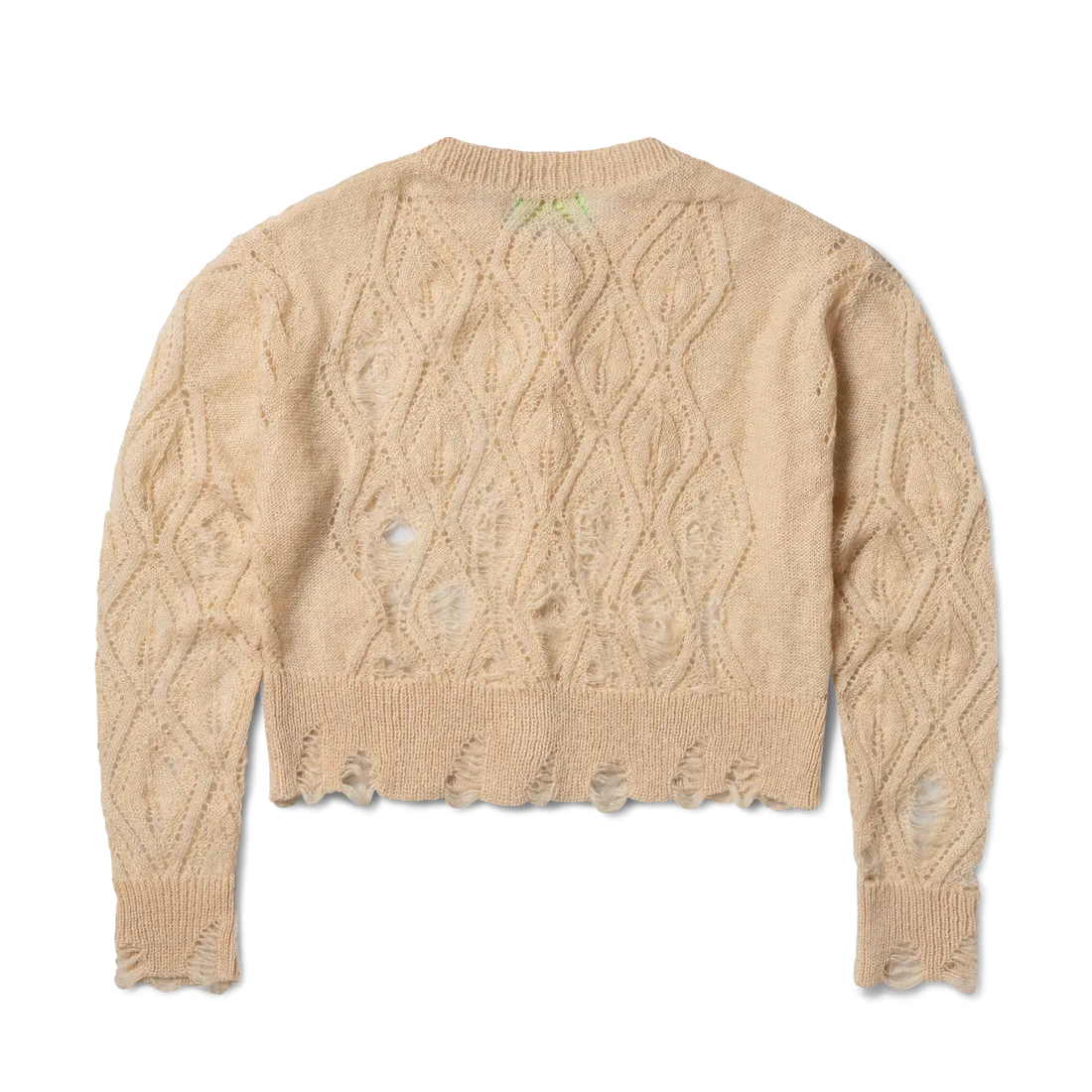 Aries Lace leaf and ladders mohair cardigan Cream