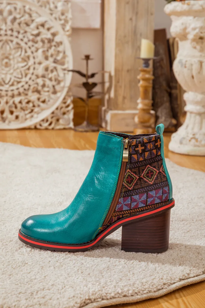 Art Of Fall Block Heel Leather Ankle Boot