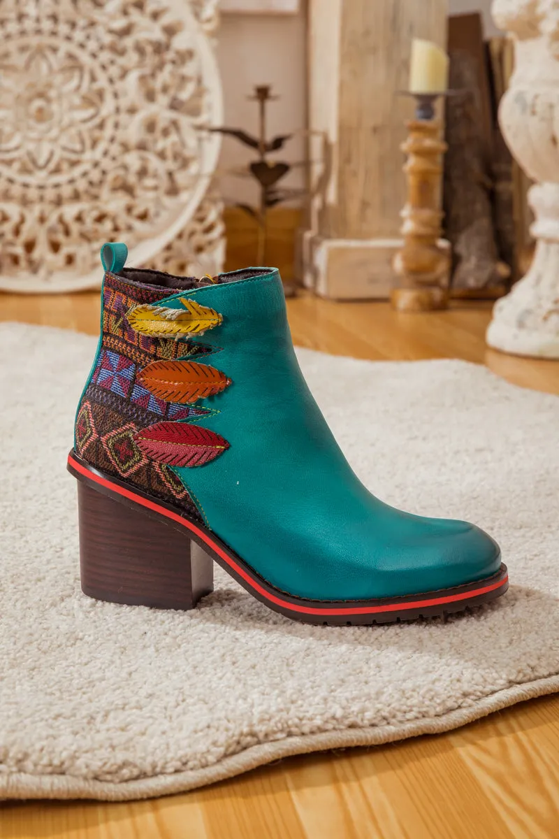 Art Of Fall Block Heel Leather Ankle Boot