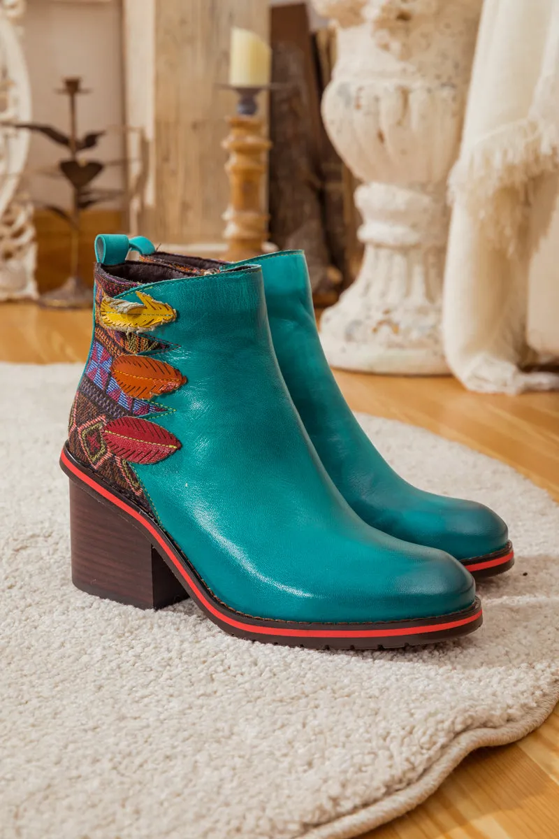 Art Of Fall Block Heel Leather Ankle Boot