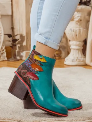 Art Of Fall Block Heel Leather Ankle Boot