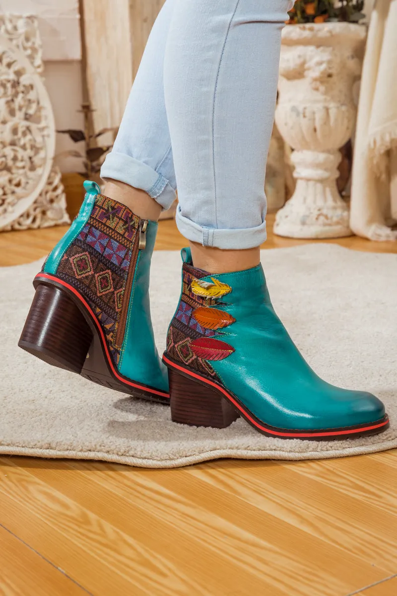 Art Of Fall Block Heel Leather Ankle Boot