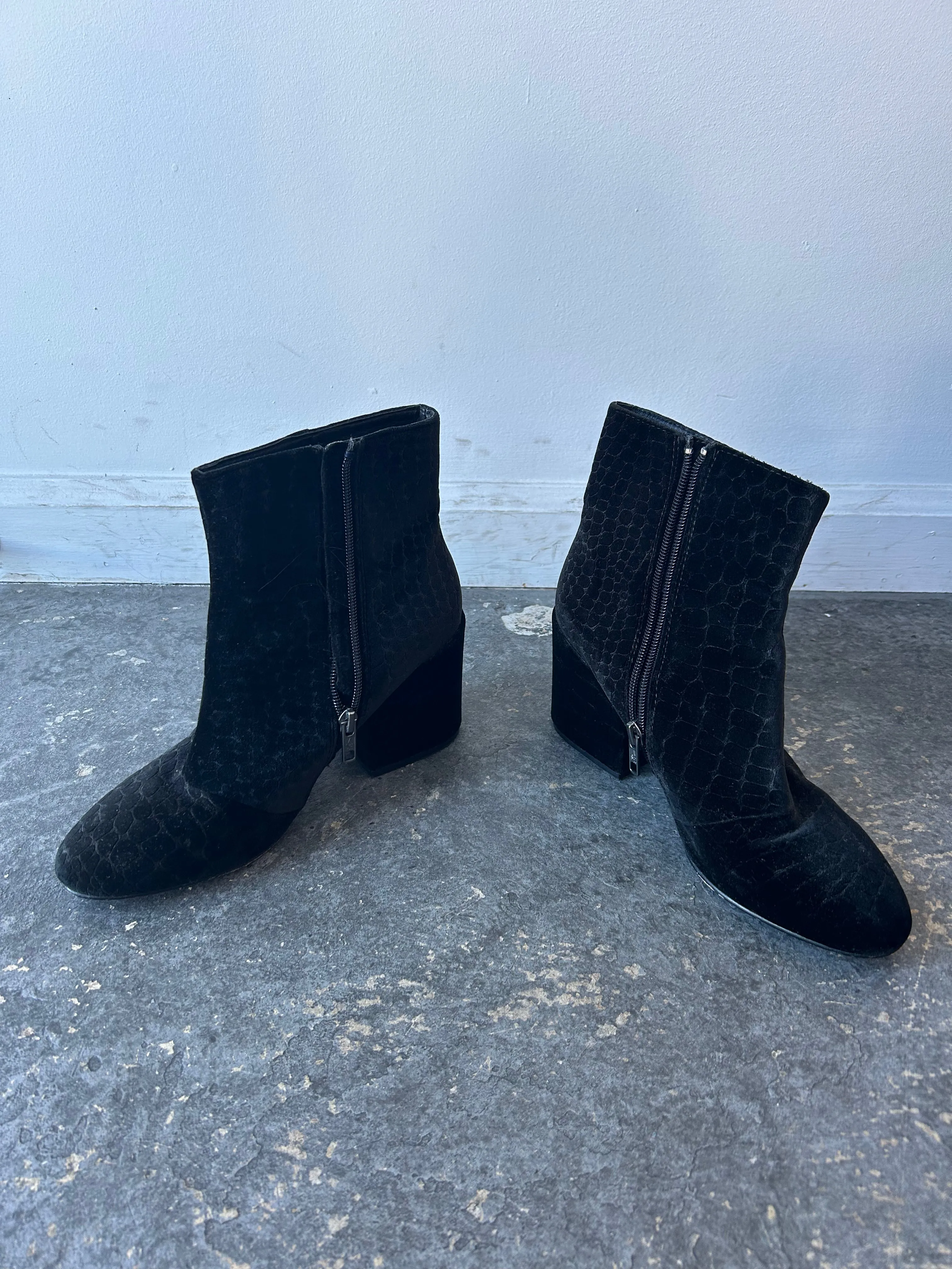 Ash Black Velvet Booties