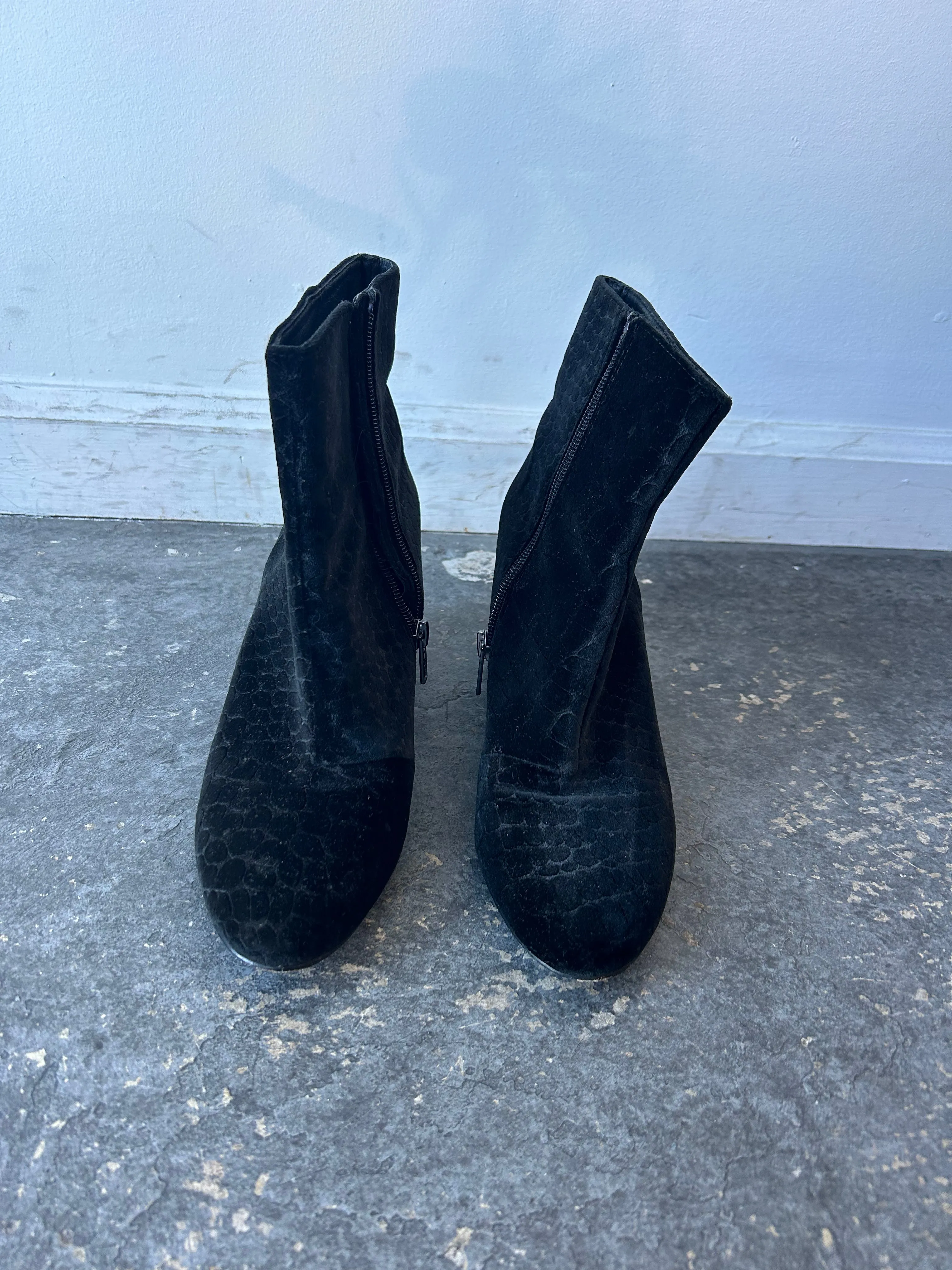Ash Black Velvet Booties