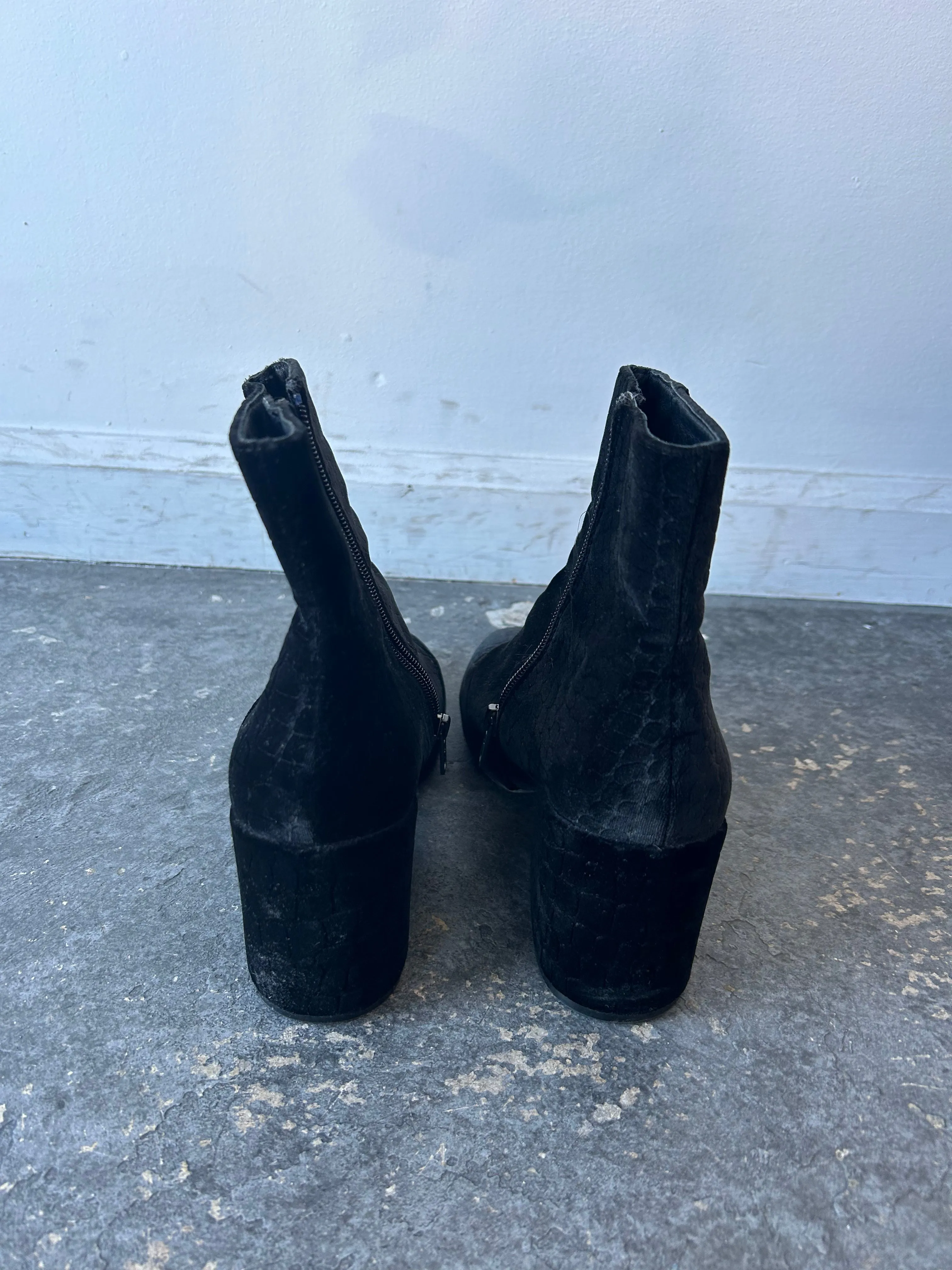 Ash Black Velvet Booties