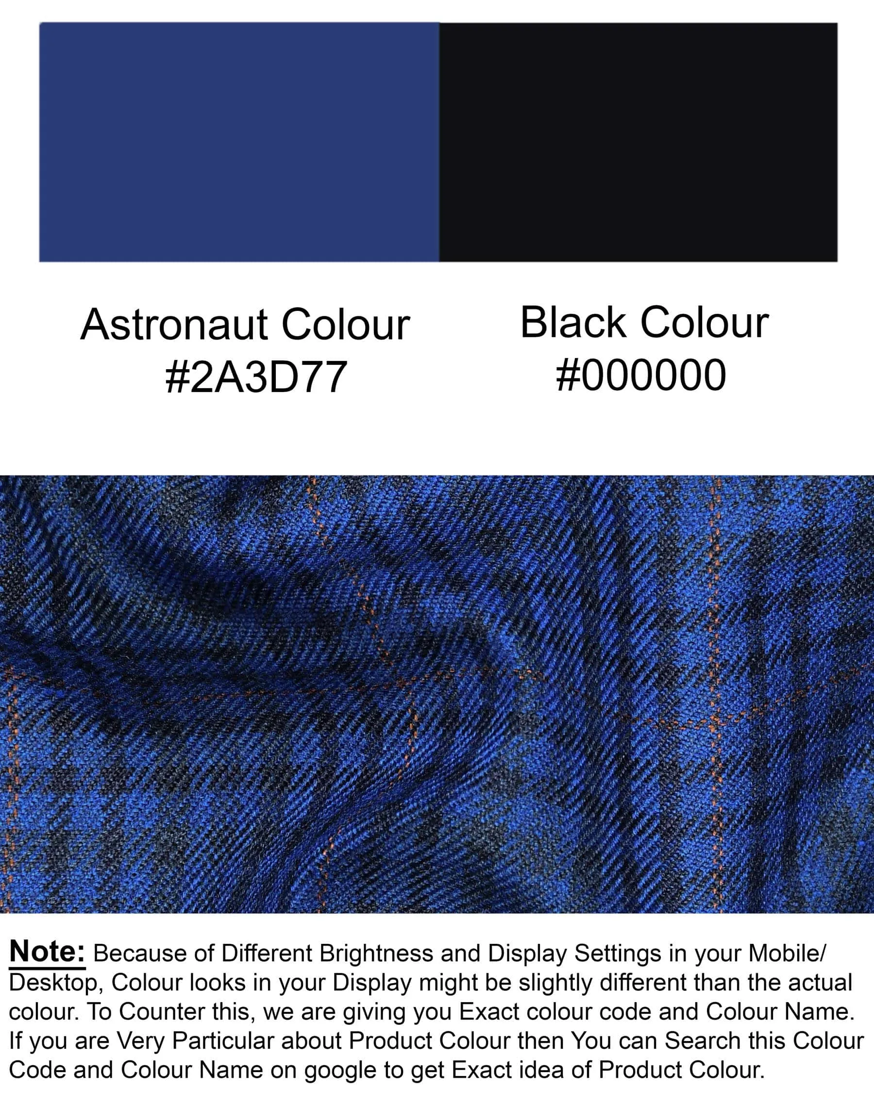 Astronaut Blue with Black Plaid Bandhgala/Mandarin Blazer