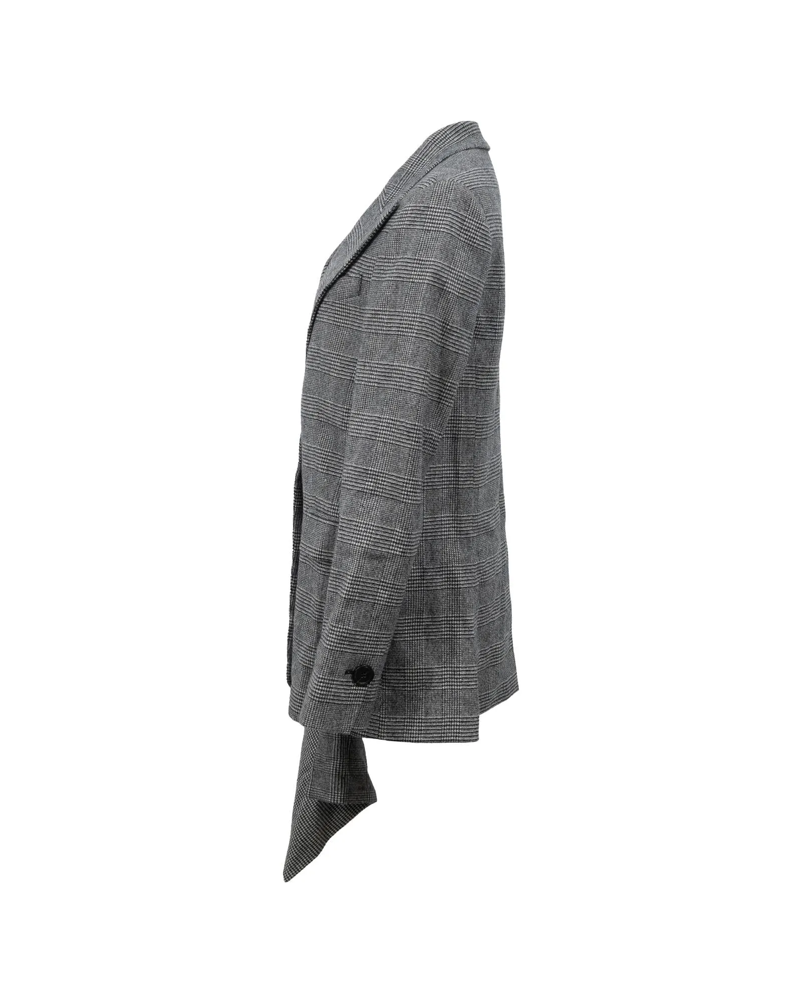 Asymmetrical Hemline Plaid Blazer