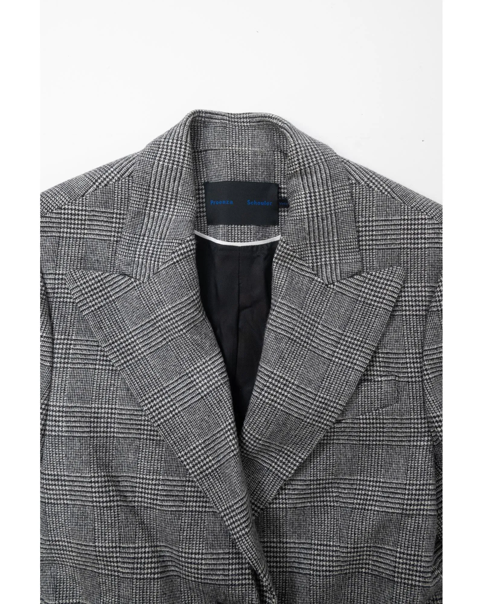 Asymmetrical Hemline Plaid Blazer