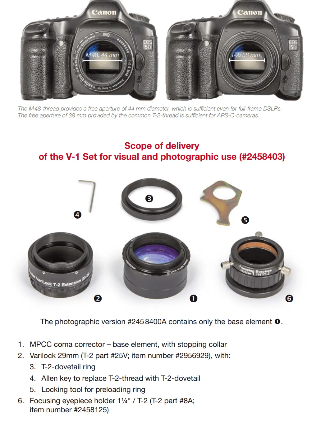 Baader 2" MPCC V-1 Mark III Newton Coma Corrector - Visual and Photographic Version - 2458403