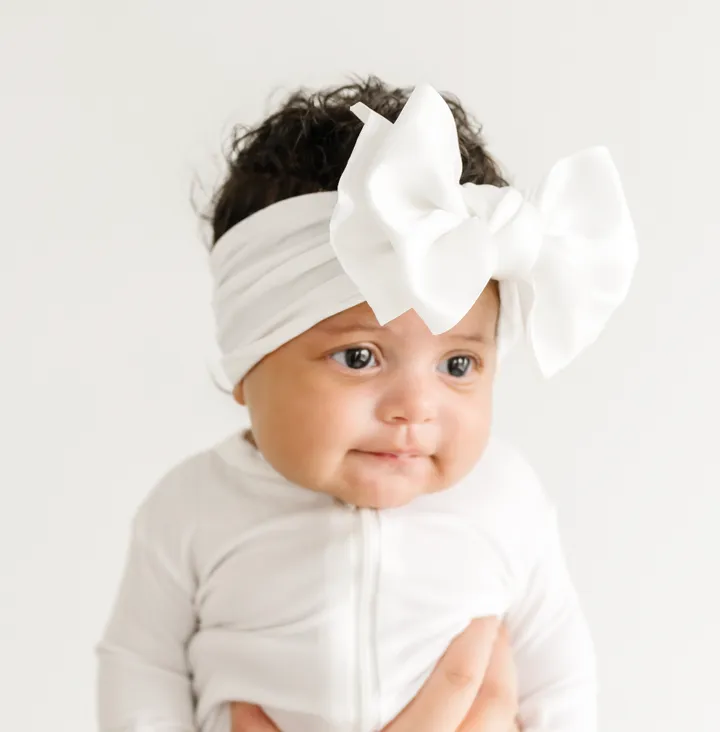 Baby Bling Satin FAB Headband - White