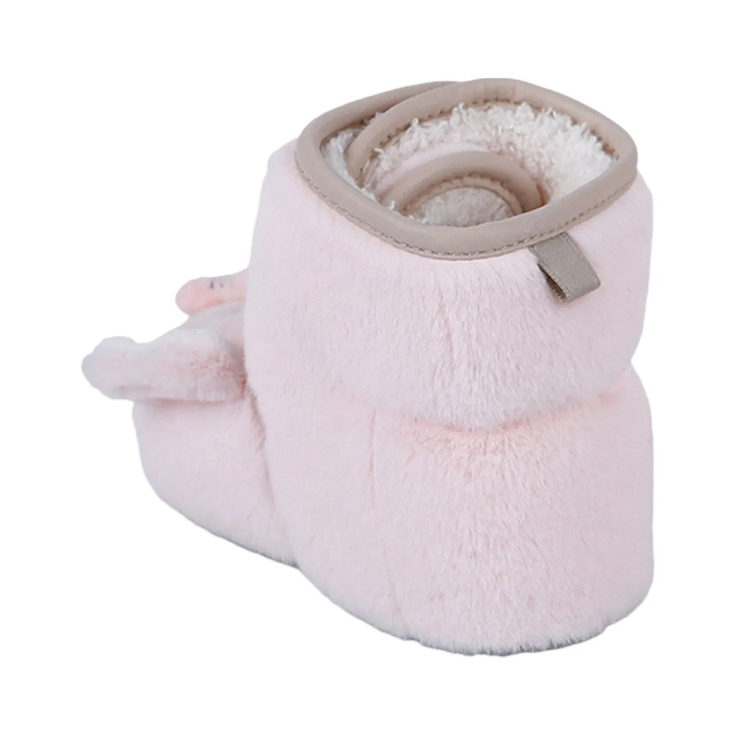 Baby Moo 3D Elephant Cozy Soft Velcro Furry Booties - Pink