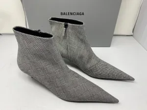 Balenciaga Check Tailoring Fabric Pointed Toe Bootie