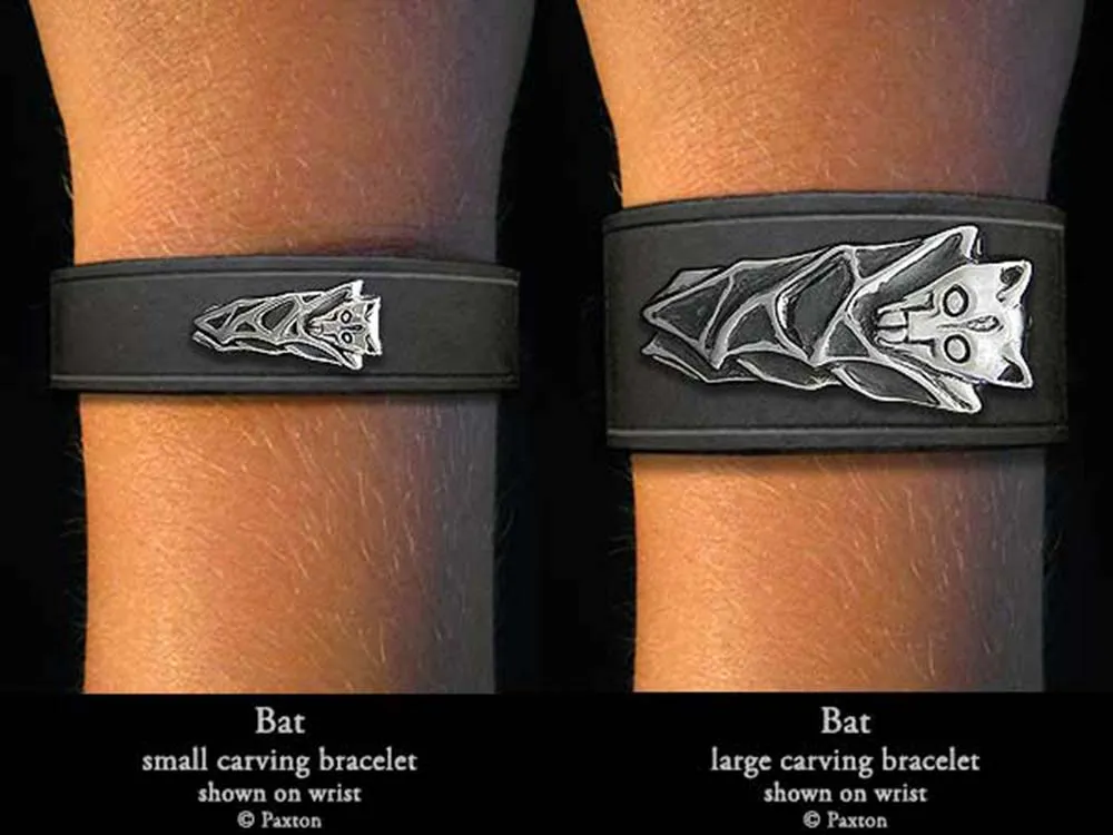 Bat Bracelet Sterling Silver on Genuine Leather