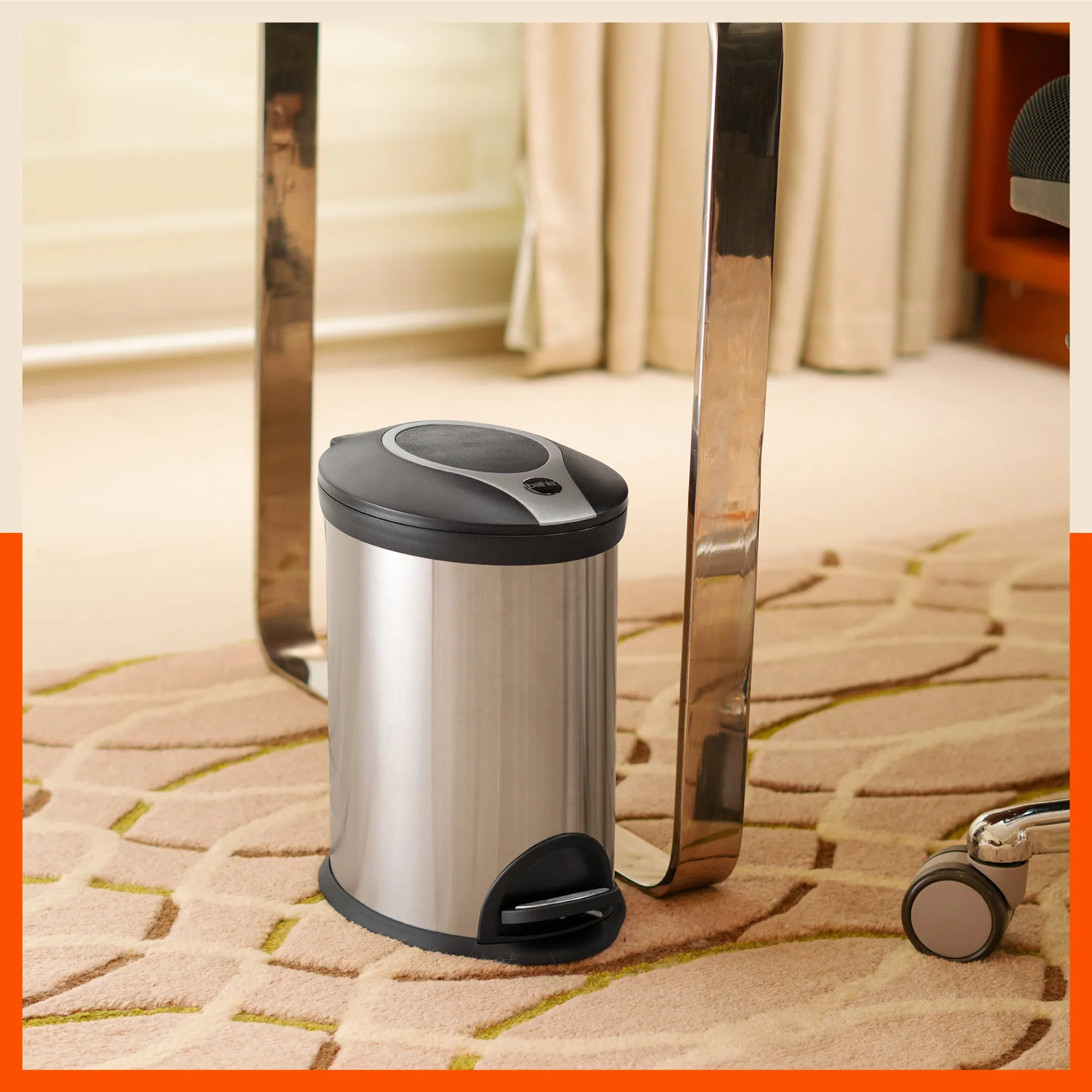 Bathla Contempo Stainless Steel Pedal Step Dustbin For Home - Small (5 L)