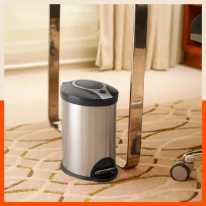 Bathla Contempo Stainless Steel Pedal Step Dustbin For Home - Small (5 L)