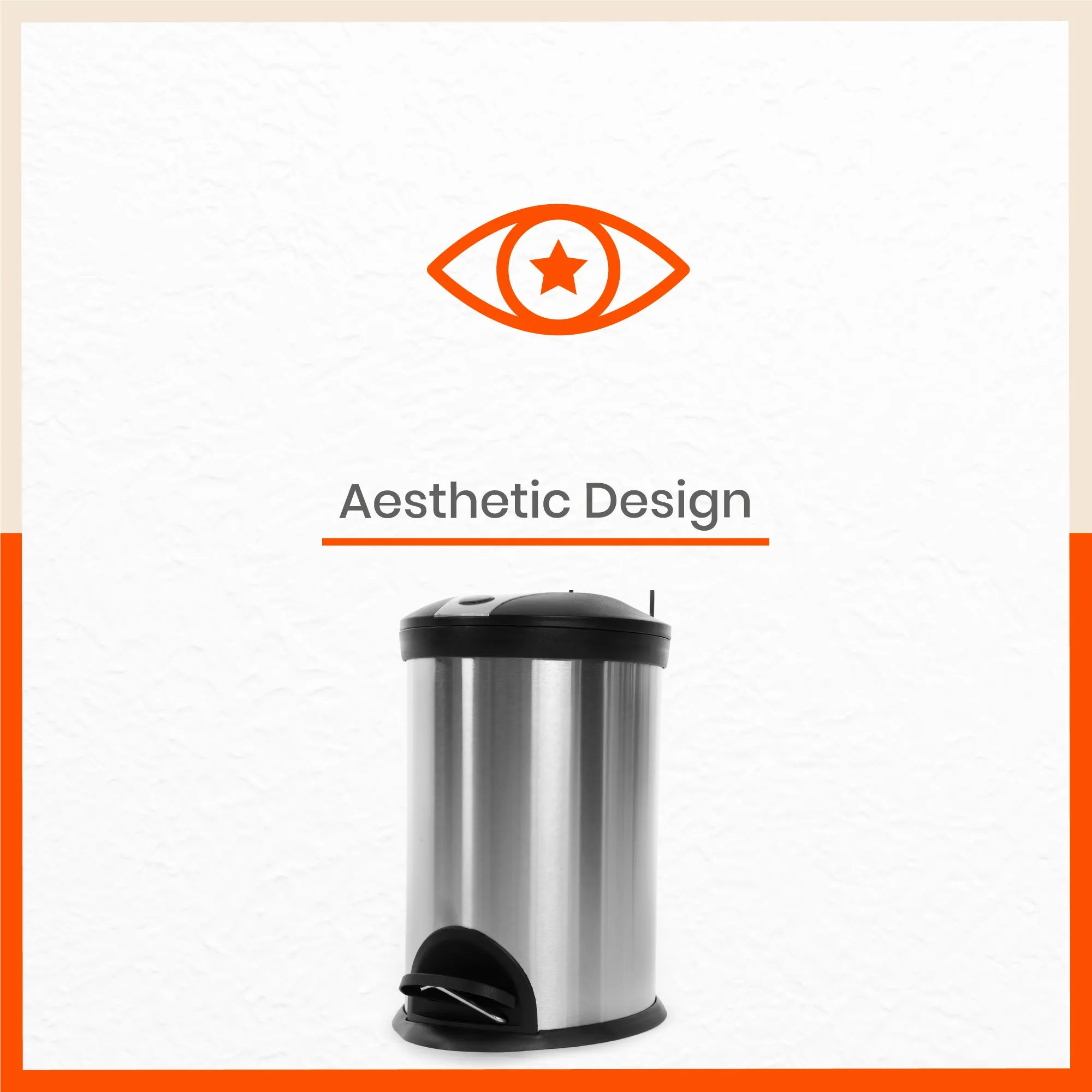Bathla Contempo Stainless Steel Pedal Step Dustbin For Home - Small (5 L)