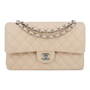 Beige Clair Lambskin Medium Classic Double Flap Bag
