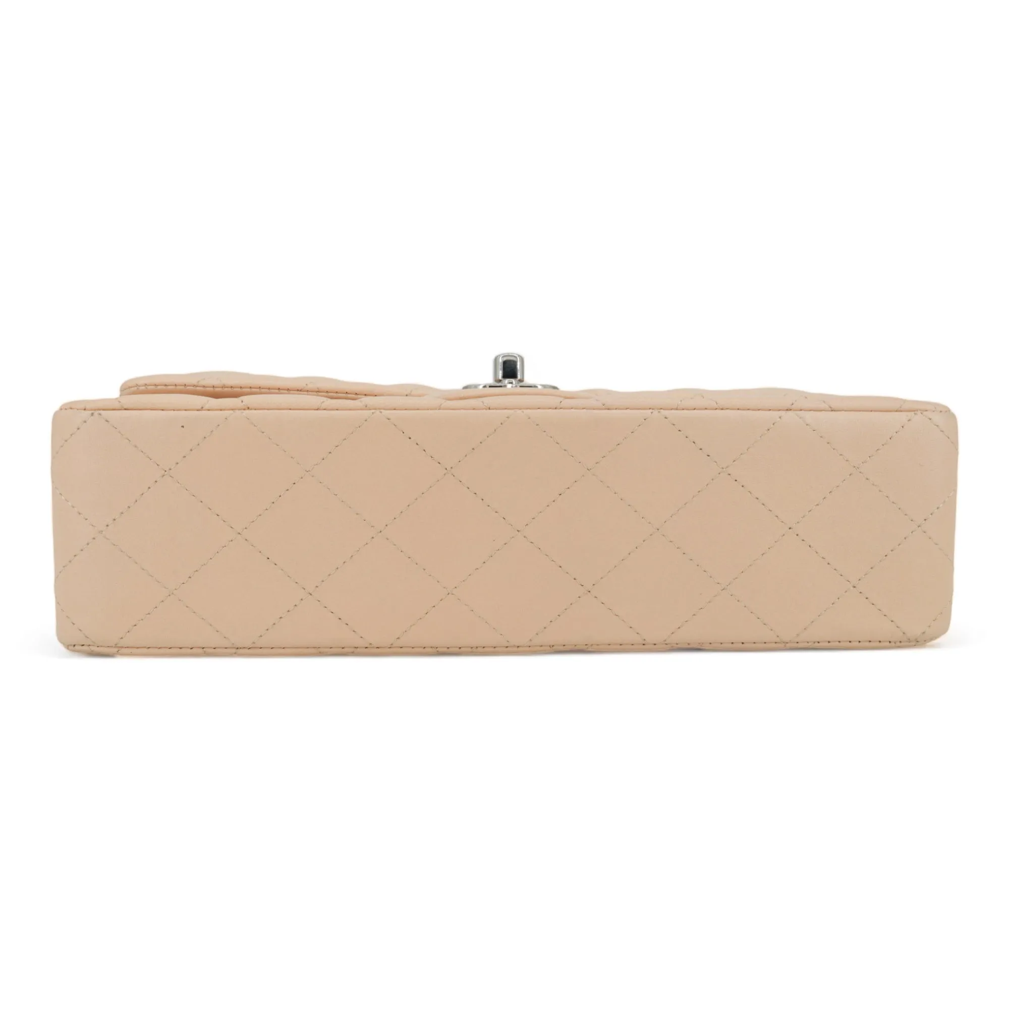 Beige Clair Lambskin Medium Classic Double Flap Bag