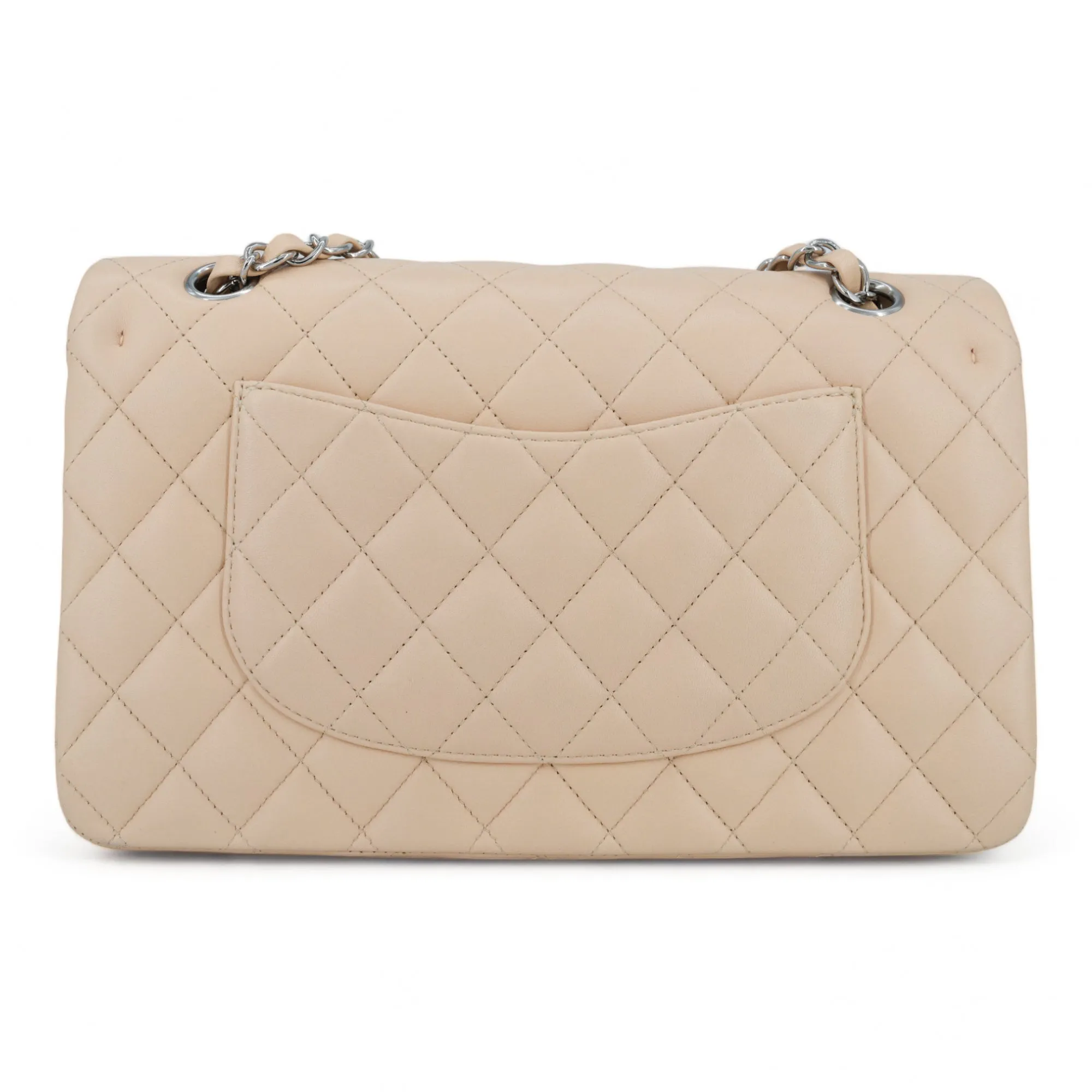 Beige Clair Lambskin Medium Classic Double Flap Bag