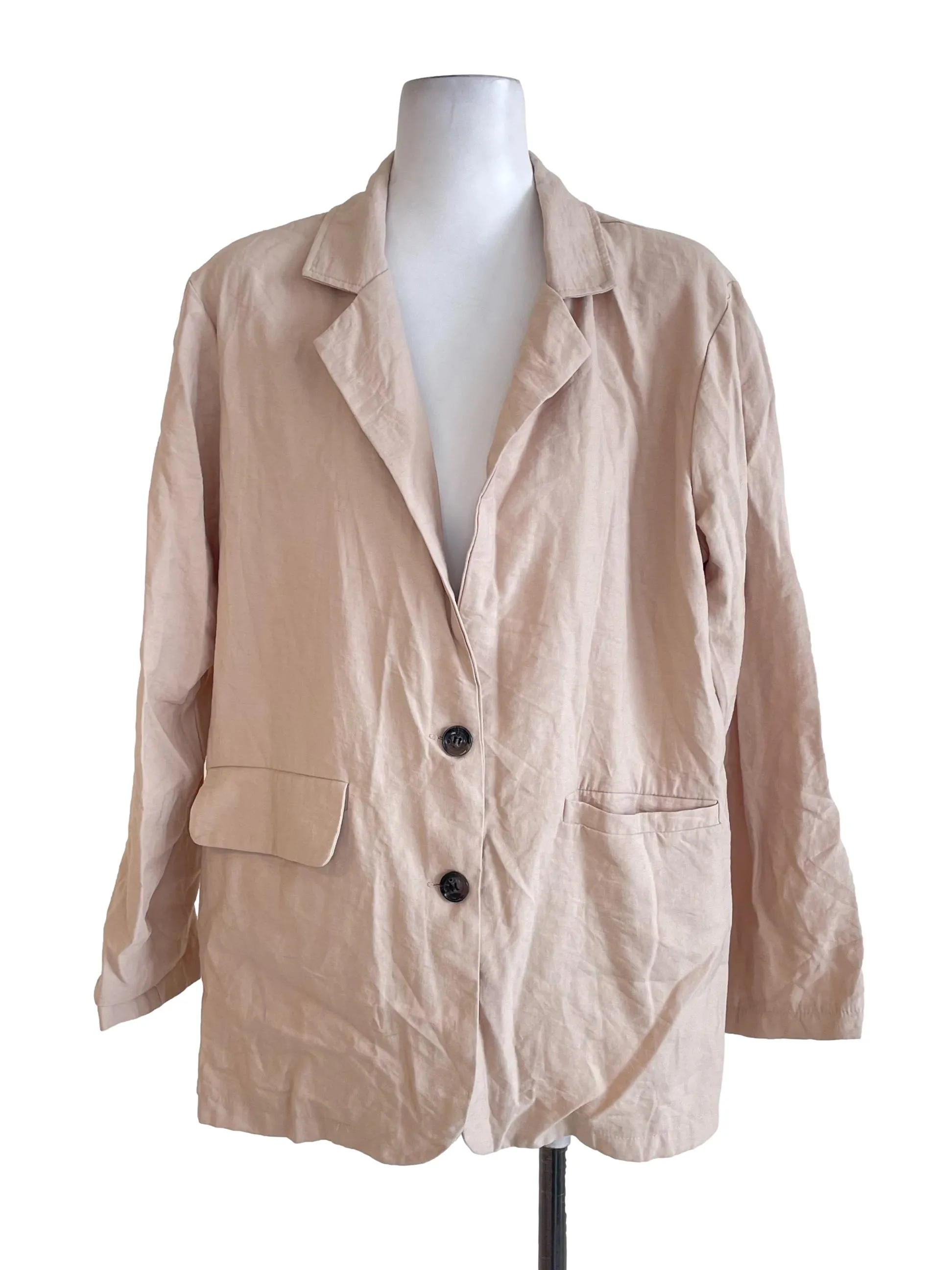 Beige Single Breasted Casual Blazer