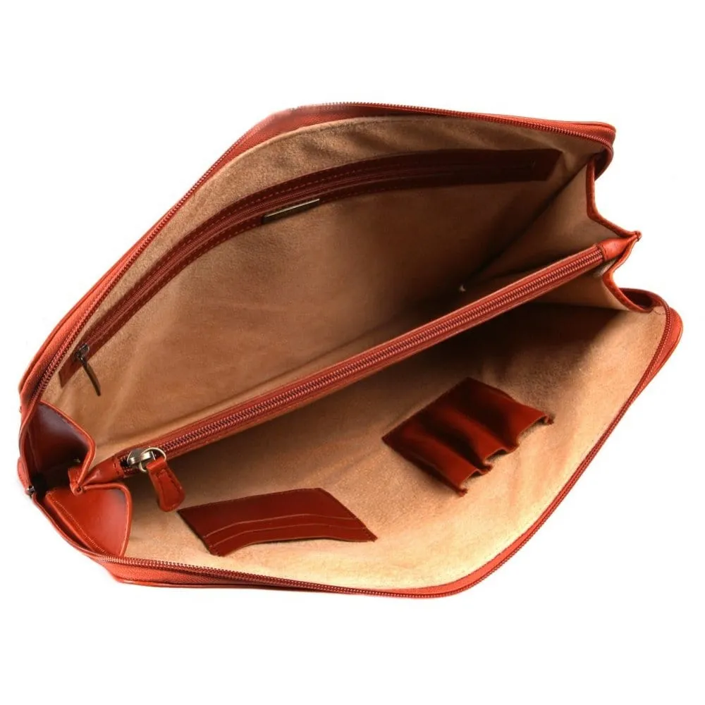 Belgrave Leather A4 Document Case - Light Tan