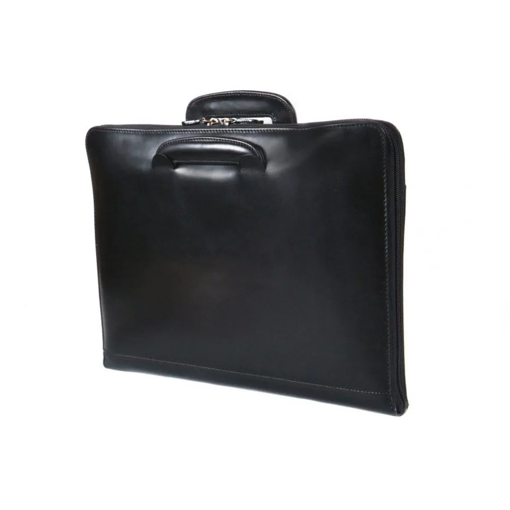 Belgrave Leather Portfolio With Handles - Black