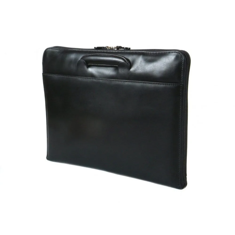 Belgrave Leather Portfolio With Handles - Black