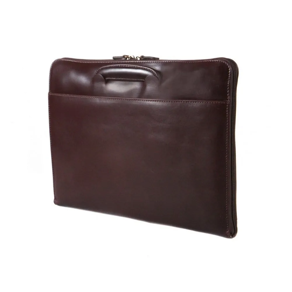 Belgrave Leather Portfolio With Handles - Brown