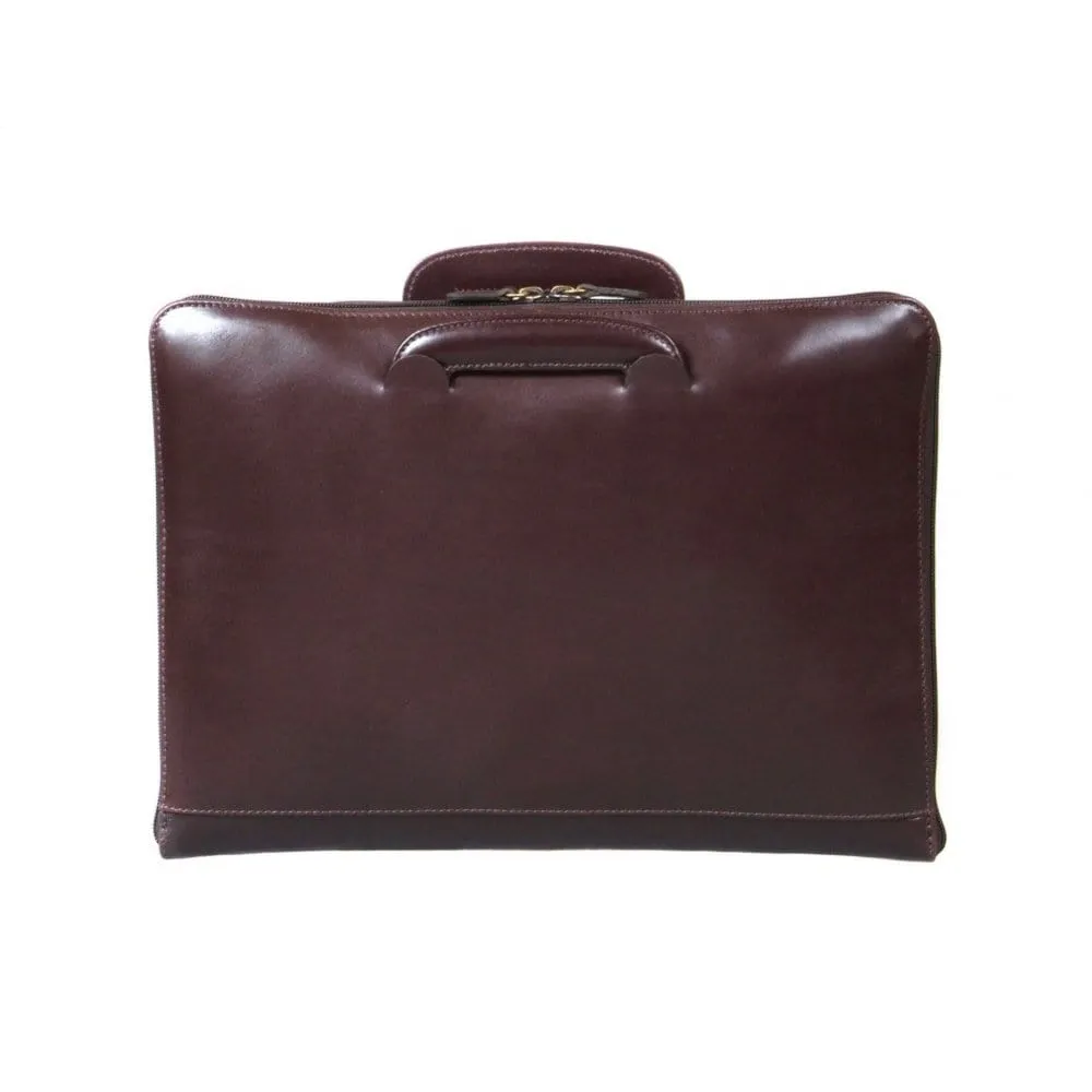 Belgrave Leather Portfolio With Handles - Brown
