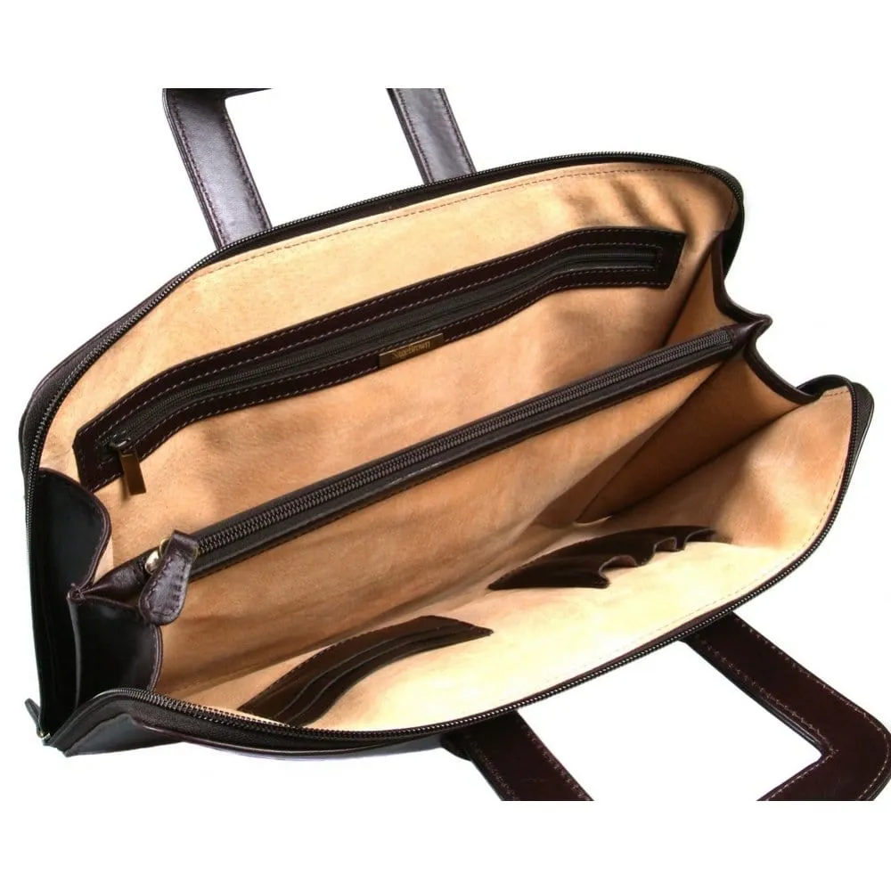 Belgrave Leather Portfolio With Handles - Brown