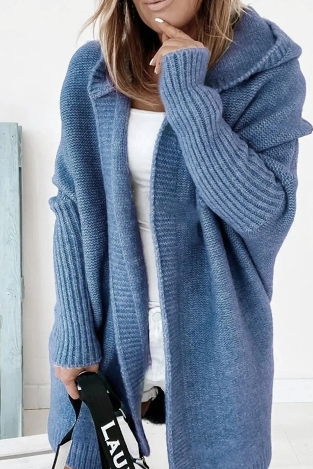 BerryBetty - Solid Open Front Hoodie Cardigan