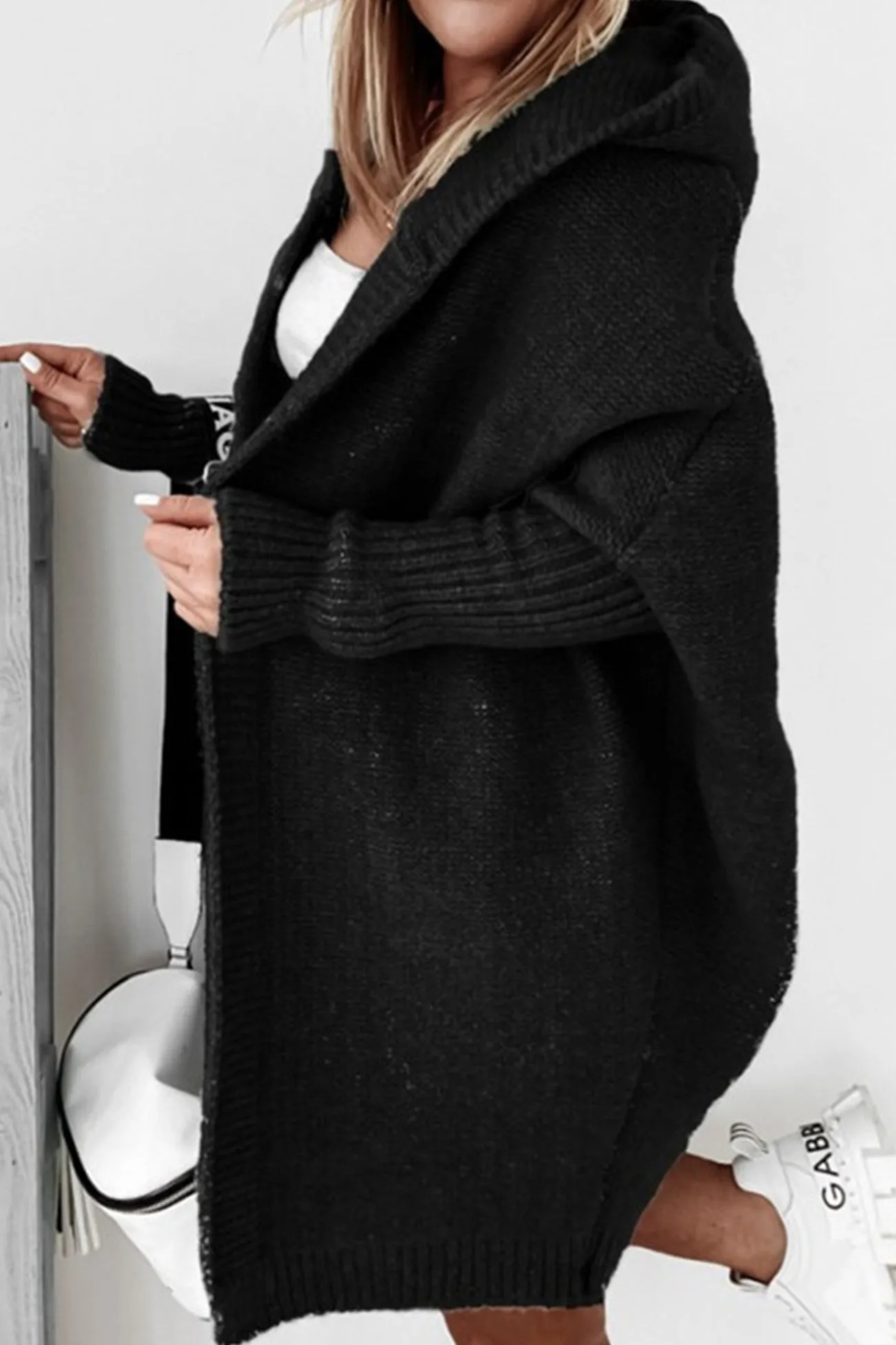 BerryBetty - Solid Open Front Hoodie Cardigan