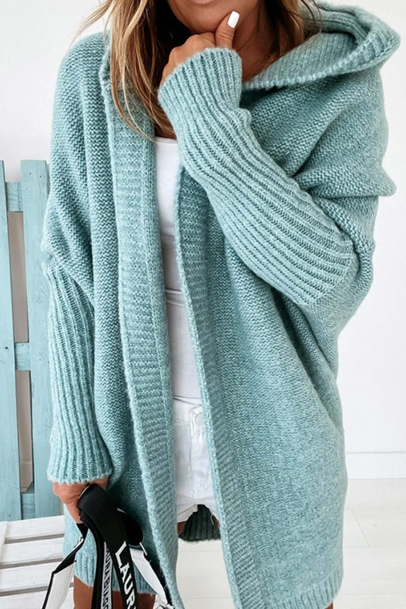BerryBetty - Solid Open Front Hoodie Cardigan