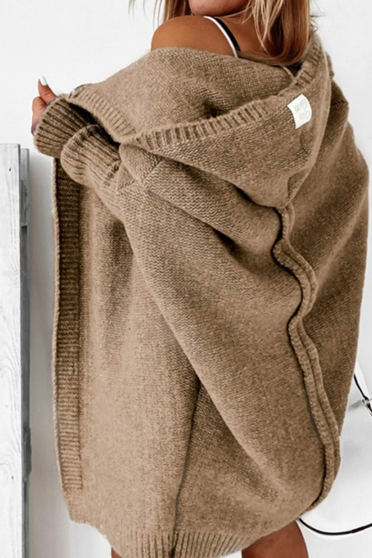 BerryBetty - Solid Open Front Hoodie Cardigan