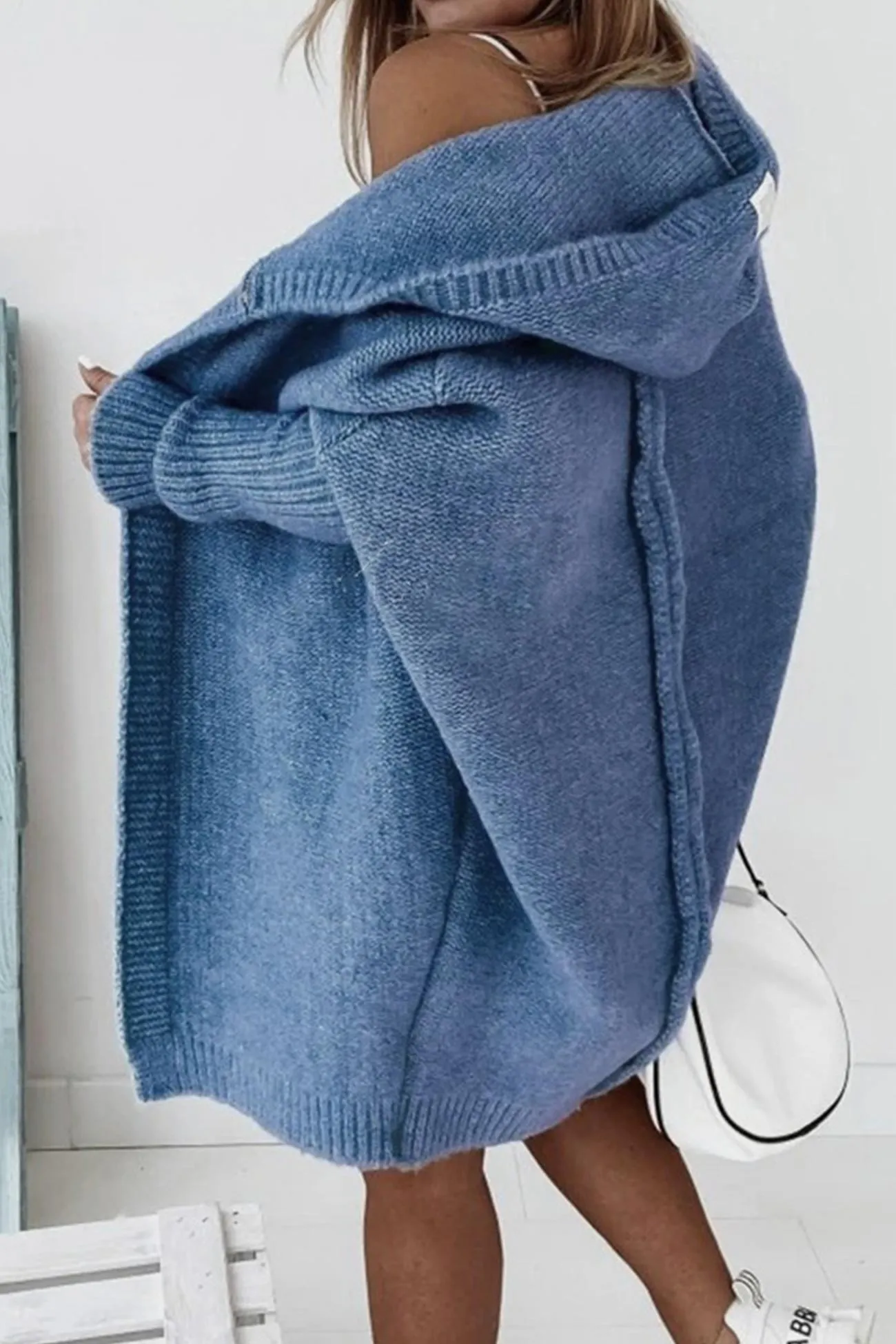 BerryBetty - Solid Open Front Hoodie Cardigan