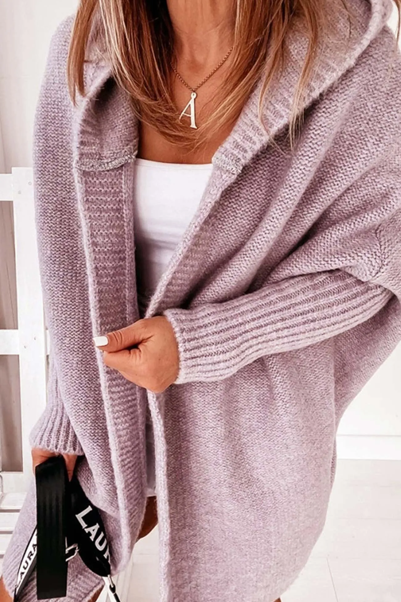 BerryBetty - Solid Open Front Hoodie Cardigan