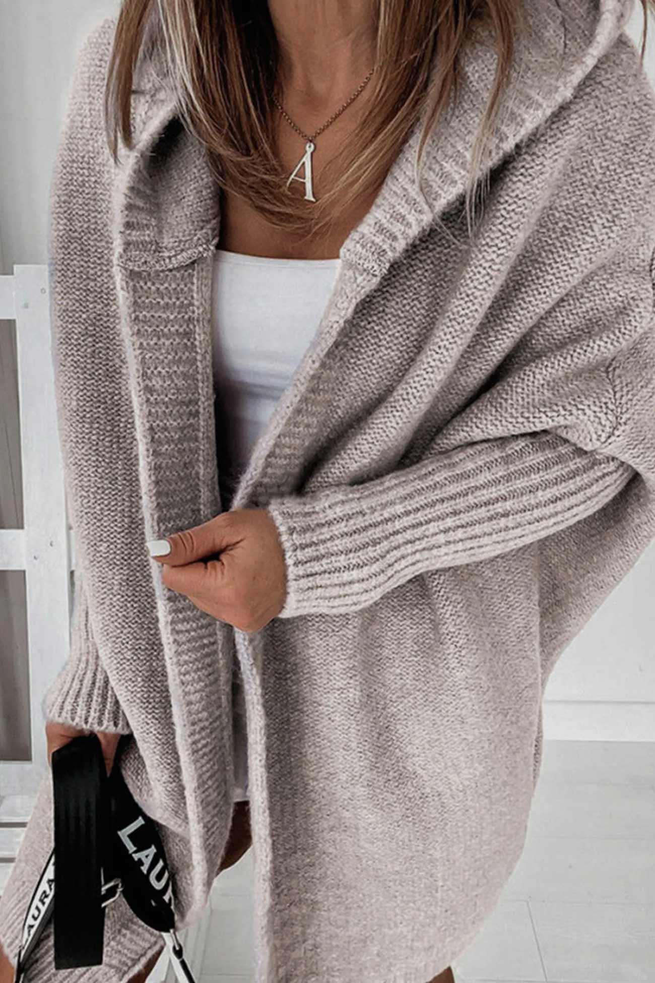 BerryBetty - Solid Open Front Hoodie Cardigan