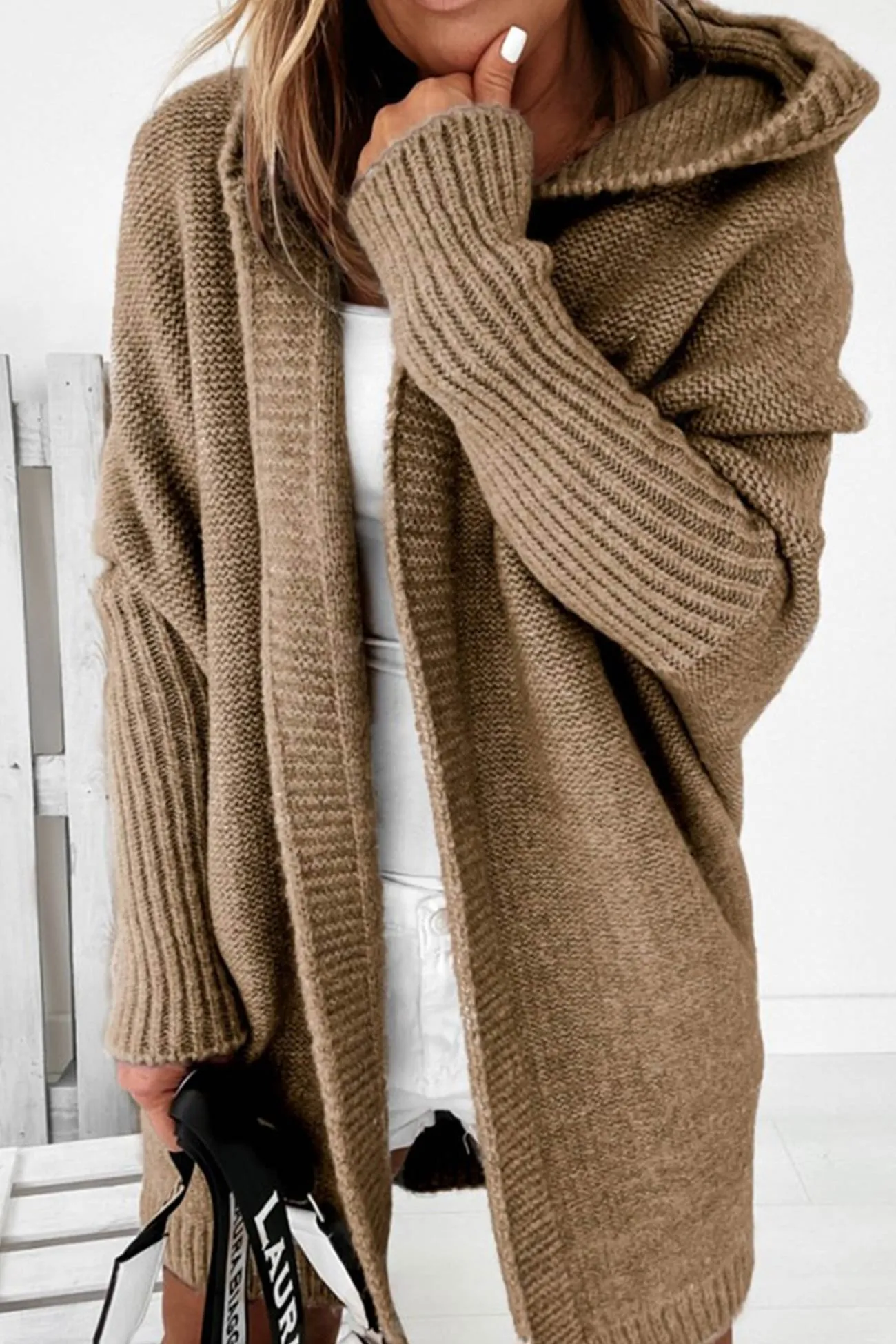 BerryBetty - Solid Open Front Hoodie Cardigan