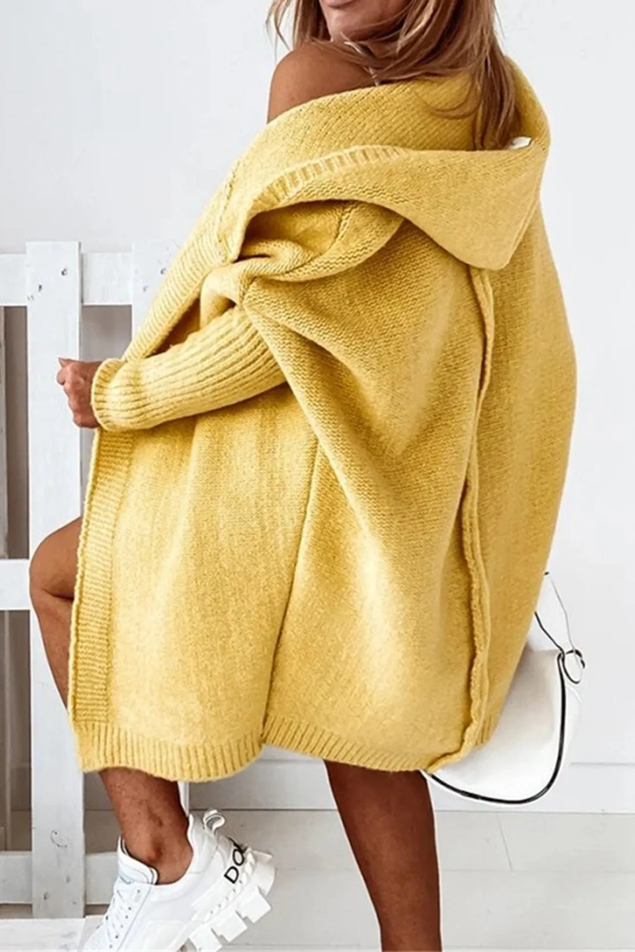 BerryBetty - Solid Open Front Hoodie Cardigan