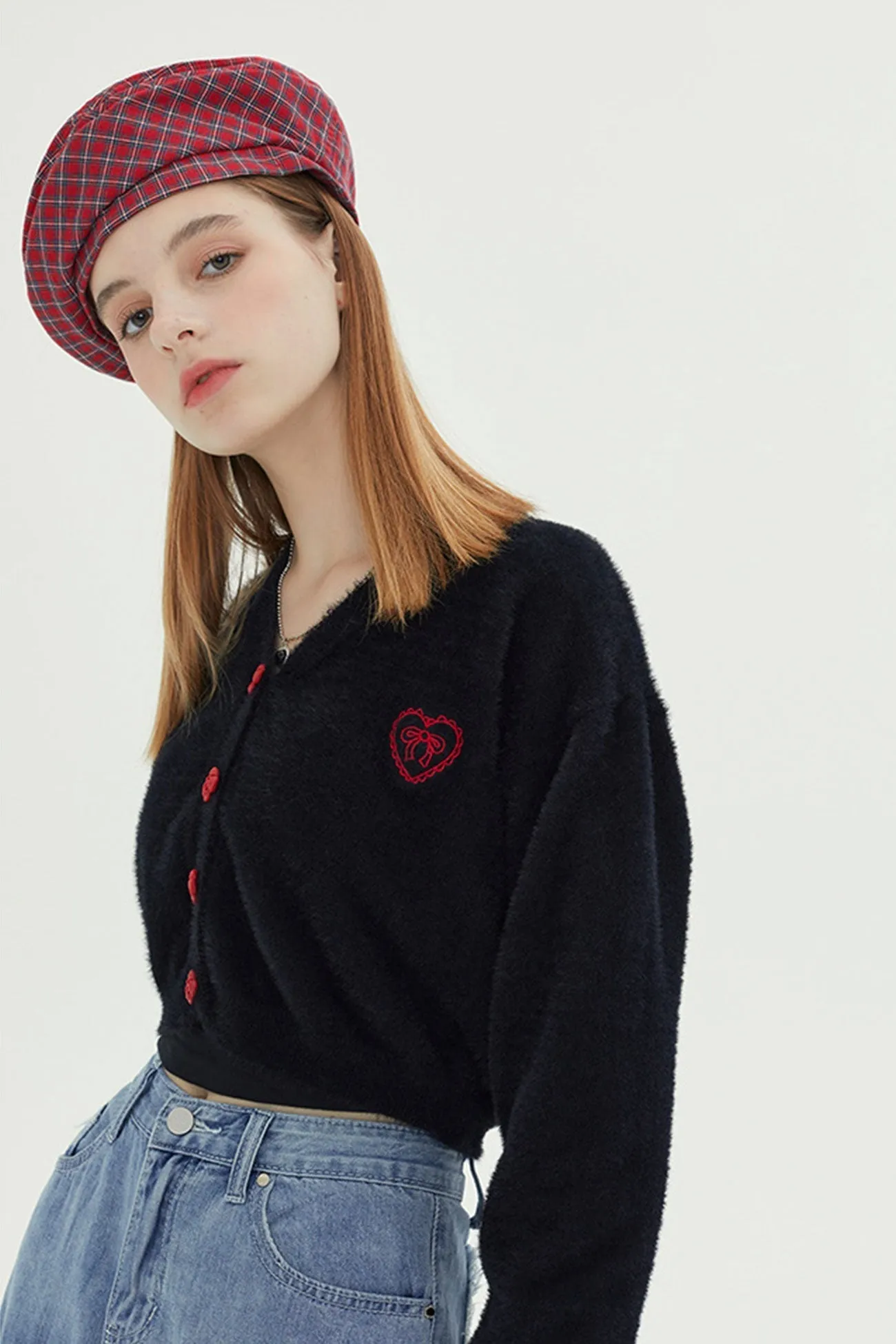 BerryBetty - V Neck Solid Color Cardigan
