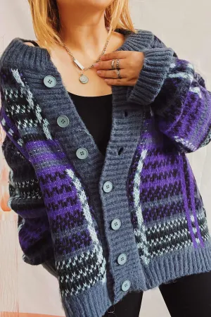 BerryBetty - Vintage Contrast Striped Cardigan