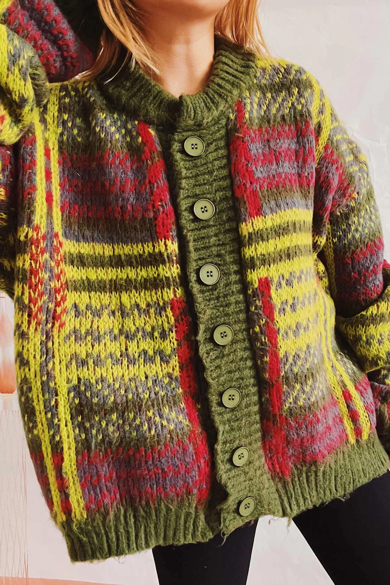 BerryBetty - Vintage Contrast Striped Cardigan