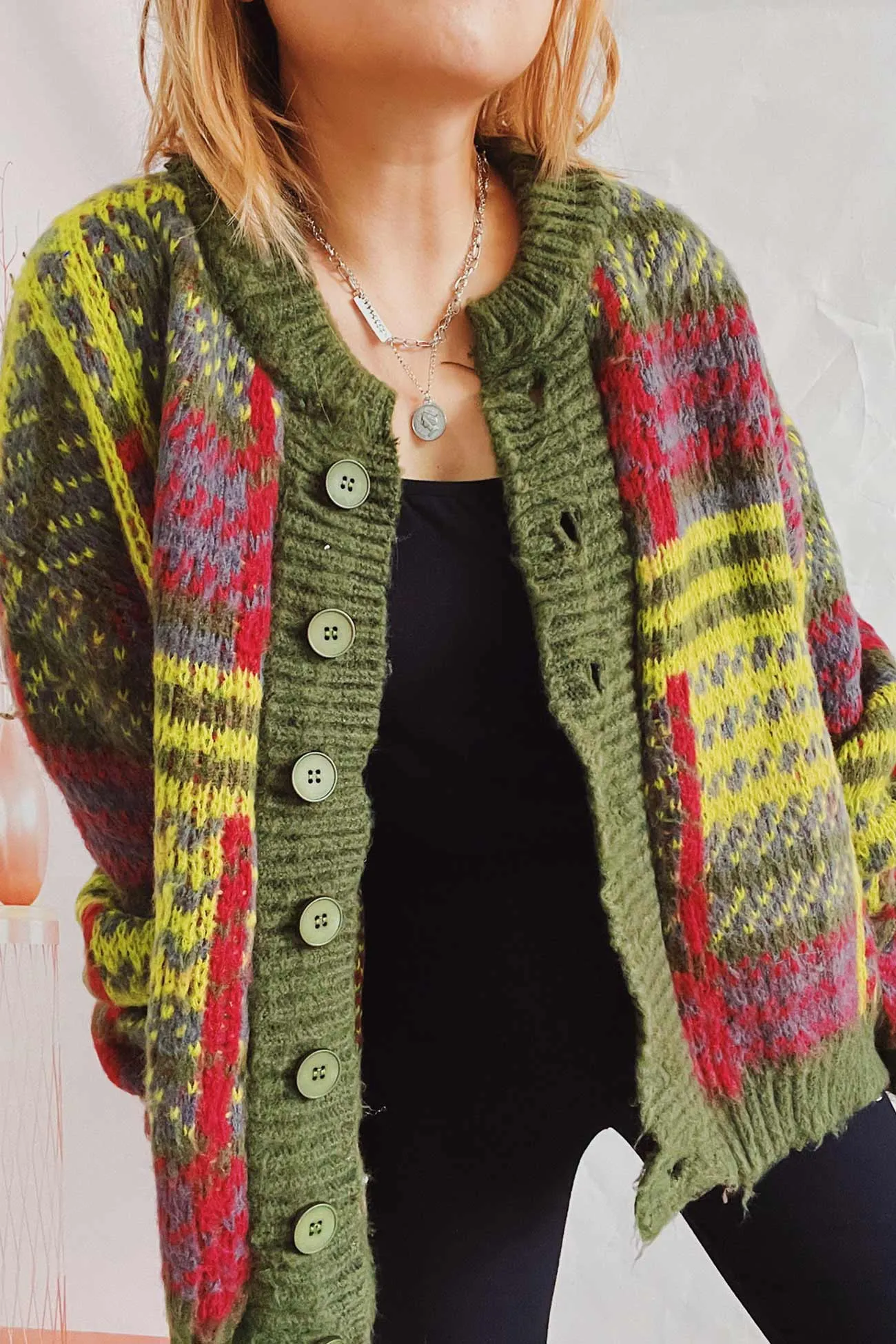 BerryBetty - Vintage Contrast Striped Cardigan
