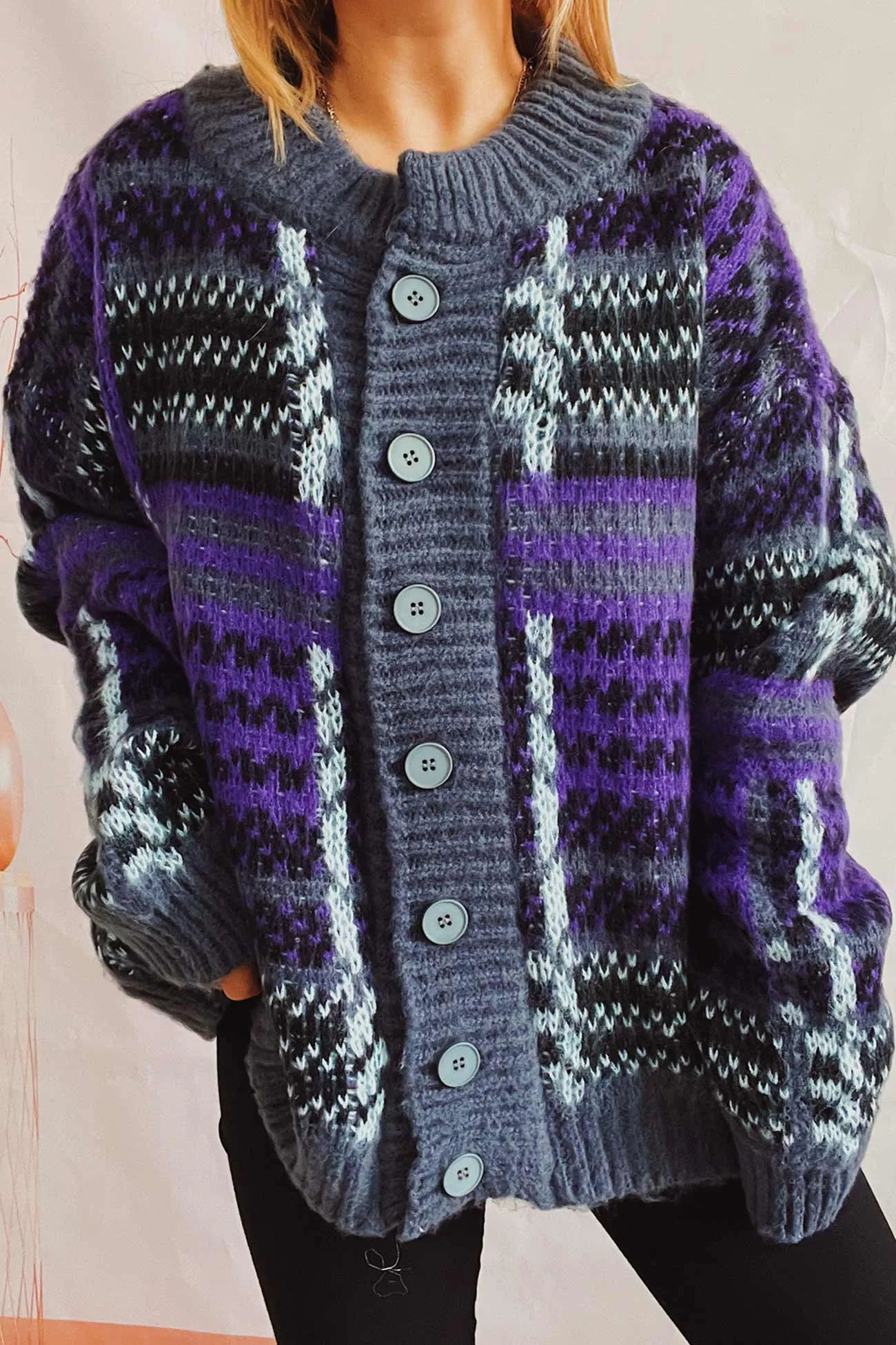 BerryBetty - Vintage Contrast Striped Cardigan