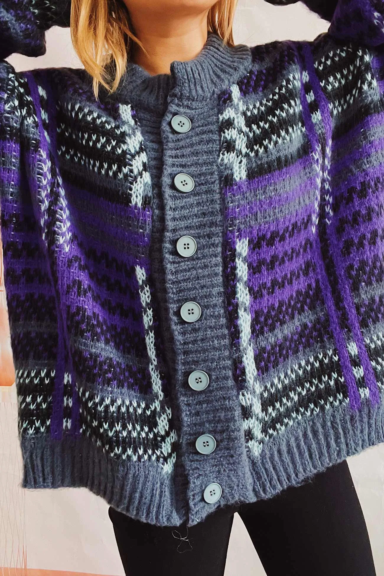 BerryBetty - Vintage Contrast Striped Cardigan